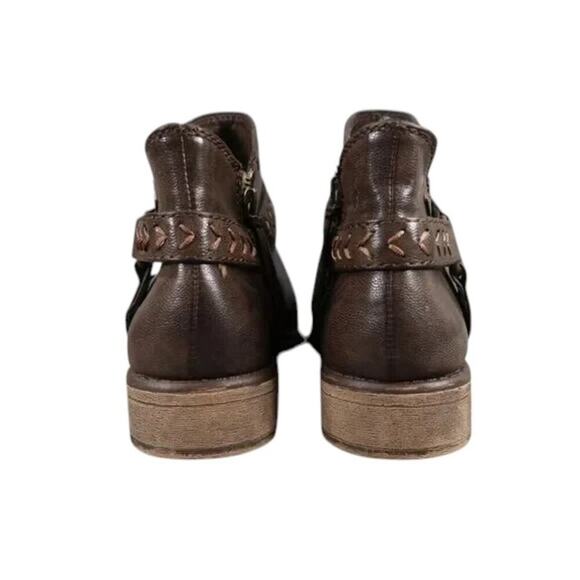 Roxy Shoes Womens 7 Booties Western Harness Fashion Brown Zip Casual Ankle Boot - Picture 5 of 14